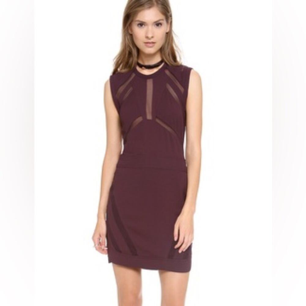 NEW IRO flood sheer mini dress in eggplant purple sexy edgy sleeveless y2k EU 38